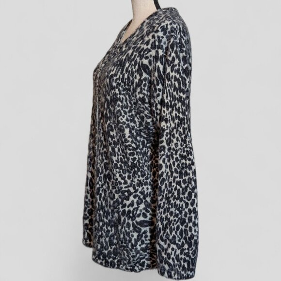 ODDY Womens 3XL Leopard Print Button Front Sweater Cardigan Long Sleeve Mob Wife - Picture 4 of 11